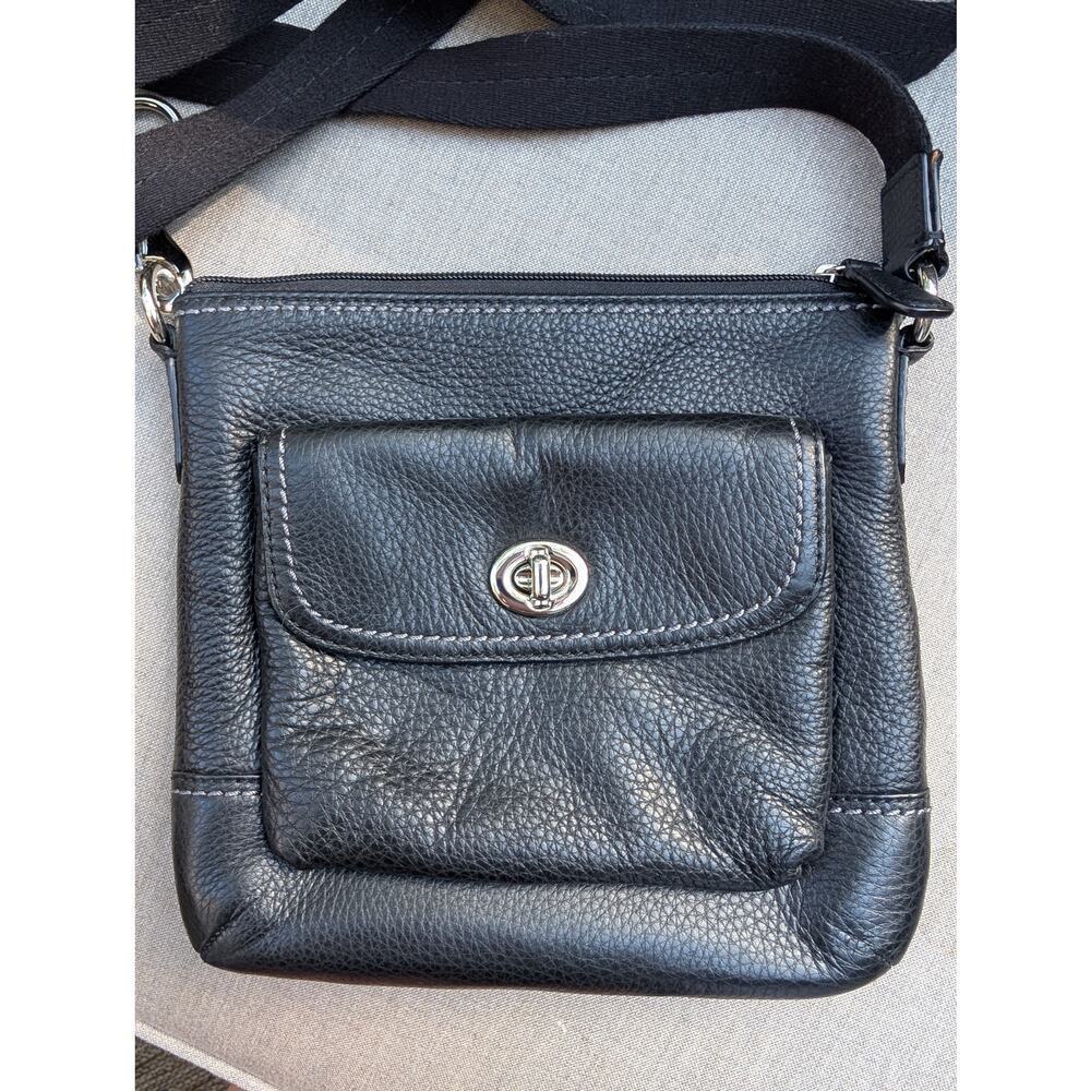 Pebble Leather Black Crossbody with Front Pouch EUC - Picture 7 of 10